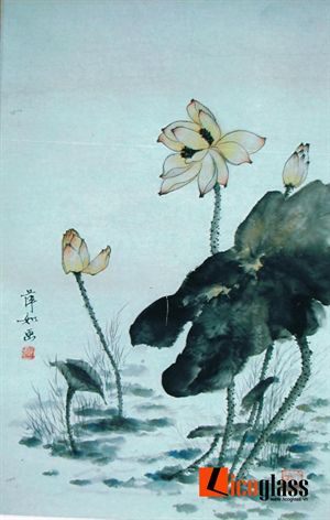 Tranh kính sen cá TKSC12